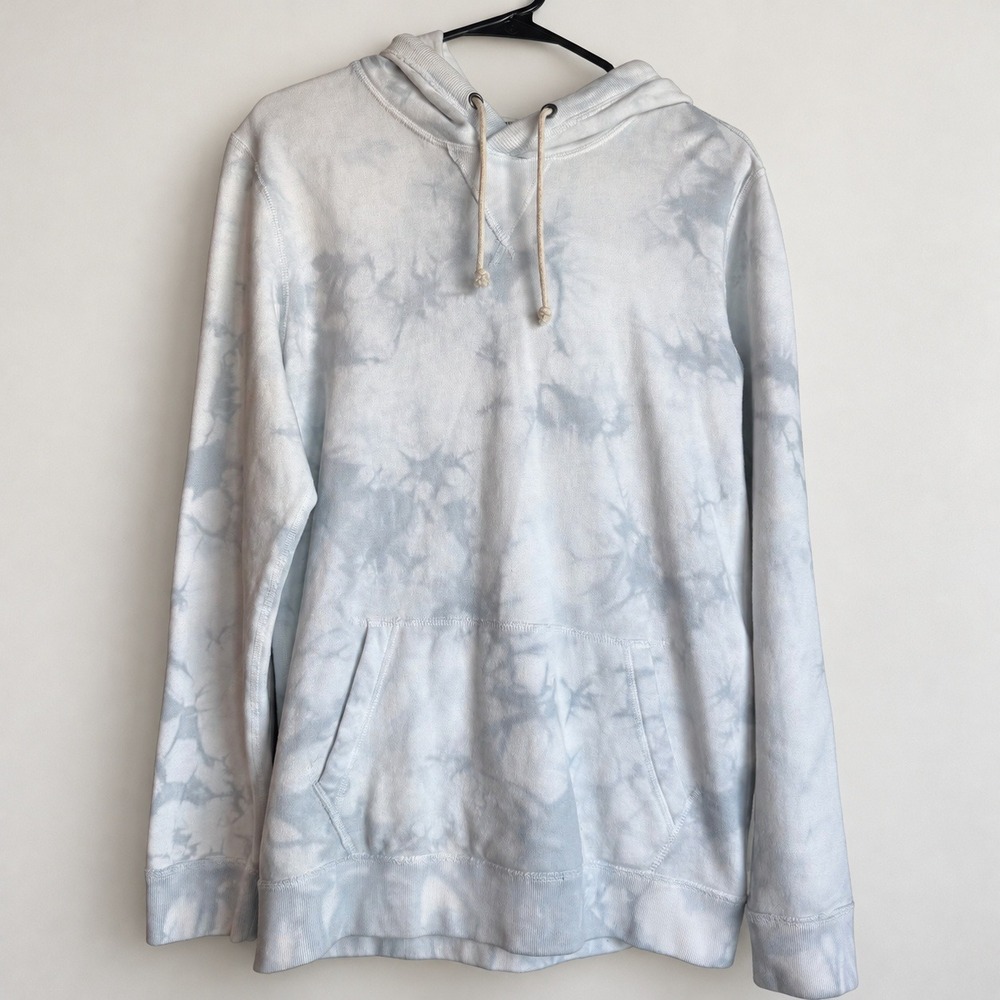Abercrombie & Fitch Soft A&F Fleece Tie Dye Hoodie Light Blue White Small